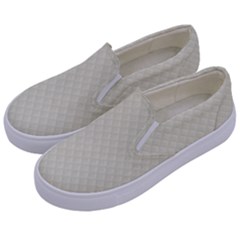 Rich Cream Stitched And Quilted Pattern Kids  Canvas Slip Ons by PodArtist