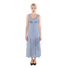 Powder Blue Stitched And Quilted Pattern Sleeveless Maxi Dress by PodArtist