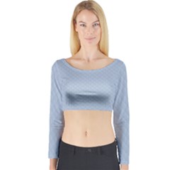 Powder Blue Stitched And Quilted Pattern Long Sleeve Crop Top by PodArtist