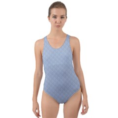 Powder Blue Stitched And Quilted Pattern Cut-out Back One Piece Swimsuit by PodArtist