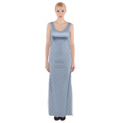 Powder Blue Stitched And Quilted Pattern Maxi Thigh Split Dress by PodArtist