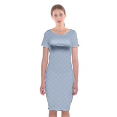 Powder Blue Stitched And Quilted Pattern Classic Short Sleeve Midi Dress by PodArtist