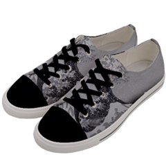 Black And White Japanese Great Wave Off Kanagawa By Hokusai Men s Low Top Canvas Sneakers by PodArtist