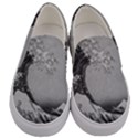 Black and White Japanese Great Wave off Kanagawa by Hokusai Men s Canvas Slip Ons View1