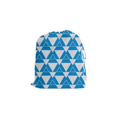 Blue & White Triangle Pattern  Drawstring Pouches (small)  by berwies