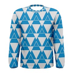 Blue & White Triangle Pattern  Men s Long Sleeve Tee