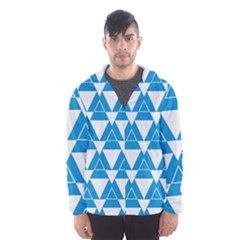 Blue & White Triangle Pattern  Hooded Wind Breaker (men) by berwies