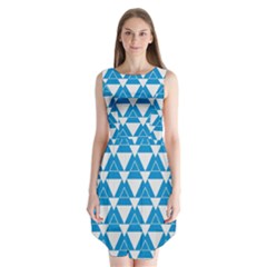 Blue & White Triangle Pattern  Sleeveless Chiffon Dress   by berwies