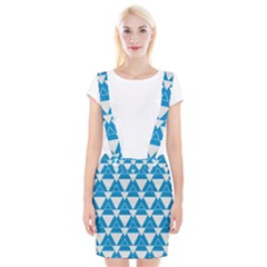 Blue & White Triangle Pattern  Braces Suspender Skirt by berwies