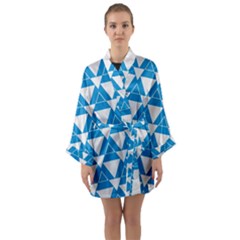 Blue & White Triangle Pattern  Long Sleeve Kimono Robe by berwies