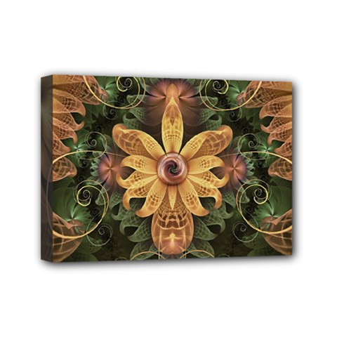 Beautiful Filigree Oxidized Copper Fractal Orchid Mini Canvas 7  X 5  by jayaprime