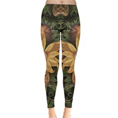 Beautiful Filigree Oxidized Copper Fractal Orchid Leggings  by jayaprime