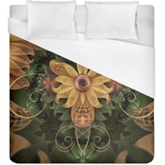 Beautiful Filigree Oxidized Copper Fractal Orchid Duvet Cover (king Size) by jayaprime