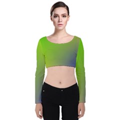 Pattern Velvet Long Sleeve Crop Top by gasi