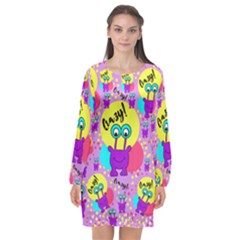 Crazy Long Sleeve Chiffon Shift Dress  by gasi