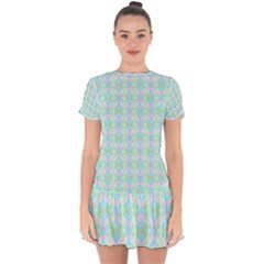 Pattern Drop Hem Mini Chiffon Dress by gasi