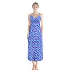 Pattern Button Up Chiffon Maxi Dress by gasi