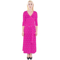 Pattern Quarter Sleeve Wrap Maxi Dress by gasi