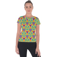 Pattern Short Sleeve Sports Top  by gasi