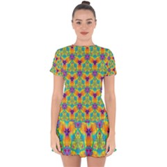 Pattern Drop Hem Mini Chiffon Dress by gasi