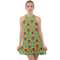 Pattern Halter Tie Back Chiffon Dress by gasi