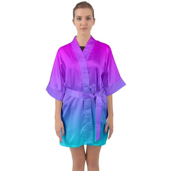 Pattern Quarter Sleeve Kimono Robe