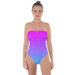 Pattern Tie Back One Piece Swimsuit by gasi