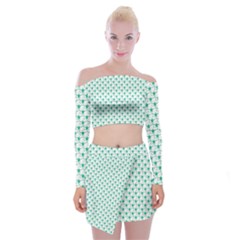 Pattern Off Shoulder Top With Mini Skirt Set by gasi