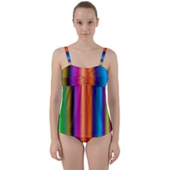 Pattern Twist Front Tankini Set