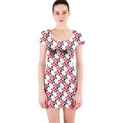 Pattern Short Sleeve Bodycon Dress by gasi