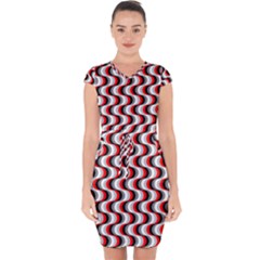 Pattern Capsleeve Drawstring Dress 