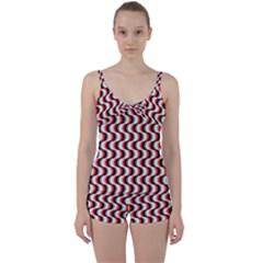 Pattern Tie Front Two Piece Tankini