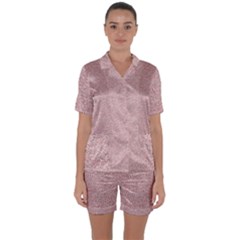 Pattern Satin Short Sleeve Pyjamas Set