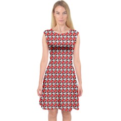 Pattern Capsleeve Midi Dress by gasi