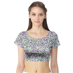 Pattern Short Sleeve Crop Top by gasi