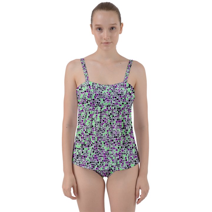 Pattern Twist Front Tankini Set