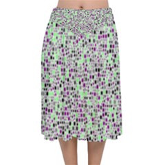 Pattern Velvet Flared Midi Skirt by gasi