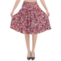 Pattern Flared Midi Skirt by gasi