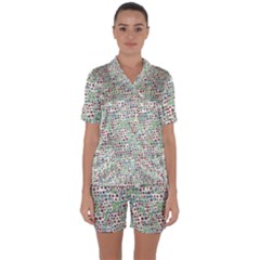 Pattern Satin Short Sleeve Pyjamas Set