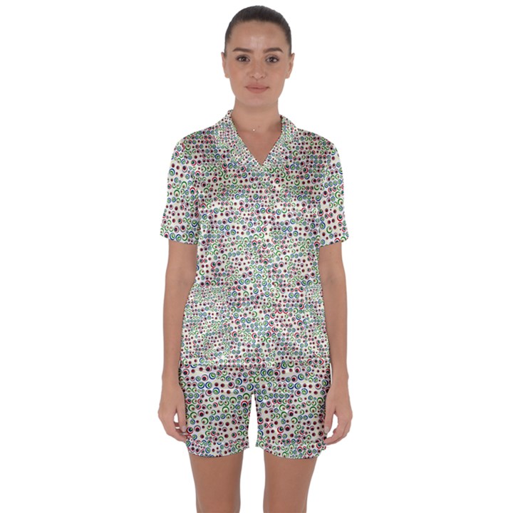 Pattern Satin Short Sleeve Pyjamas Set