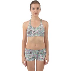 Pattern Back Web Sports Bra Set by gasi