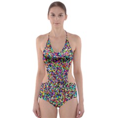 Pattern Cut-out One Piece Swimsuit by gasi