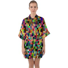 Pattern Quarter Sleeve Kimono Robe