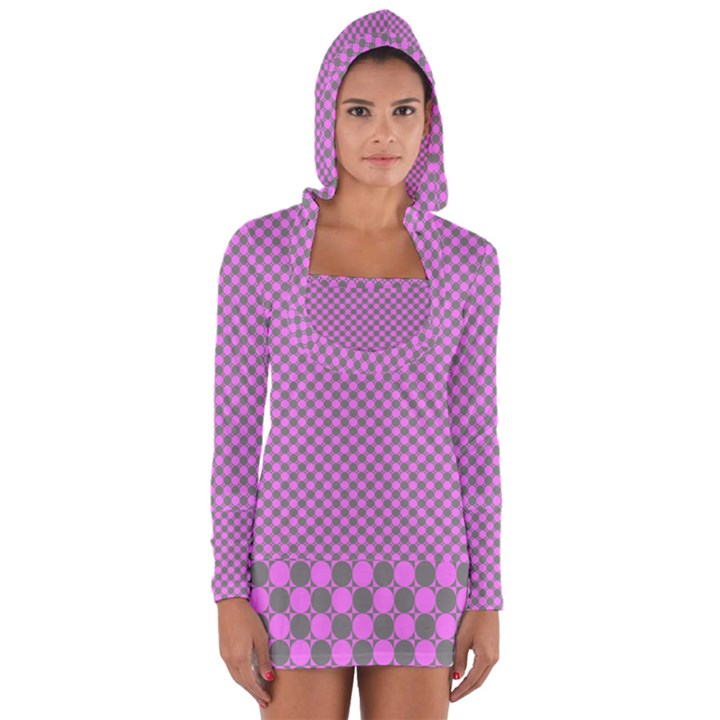 Pattern Long Sleeve Hooded T-shirt