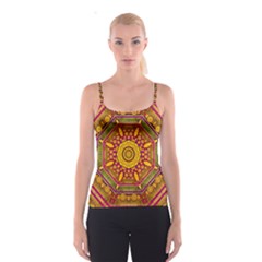 Sunshine Mandala And Other Golden Planets Spaghetti Strap Top by pepitasart