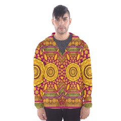 Sunshine Mandala And Other Golden Planets Hooded Wind Breaker (men) by pepitasart