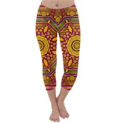 Sunshine Mandala And Other Golden Planets Capri Winter Leggings 