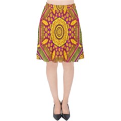 Sunshine Mandala And Other Golden Planets Velvet High Waist Skirt