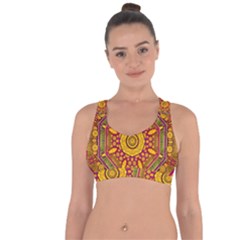 Sunshine Mandala And Other Golden Planets Cross String Back Sports Bra by pepitasart