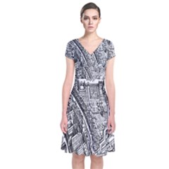 Frankfurt Judengasse Short Sleeve Front Wrap Dress by Celenk